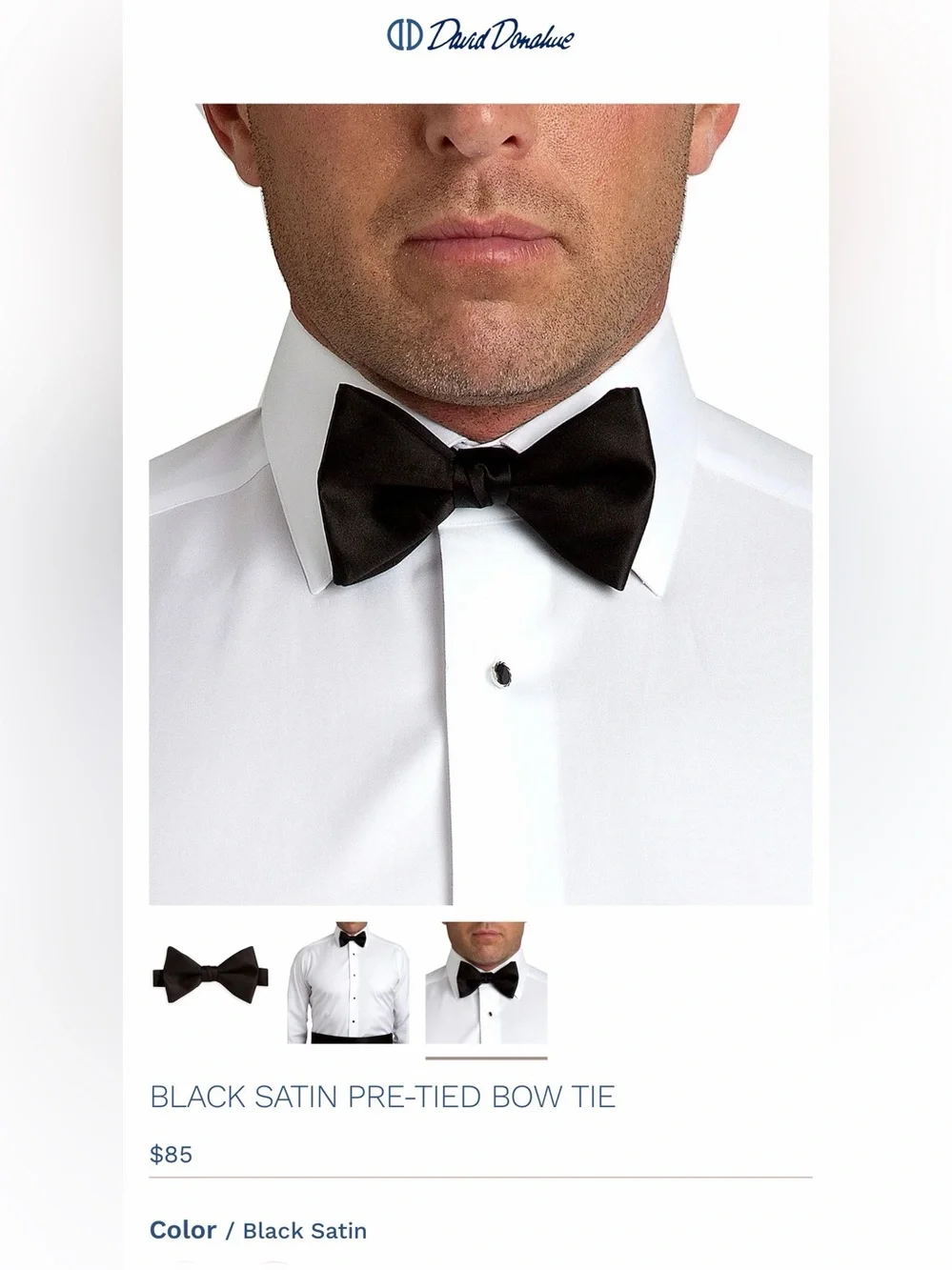 Nordstrom Customer Return . . .  David Donahue Satin Pre-Tied Bow Tie  |  Black
